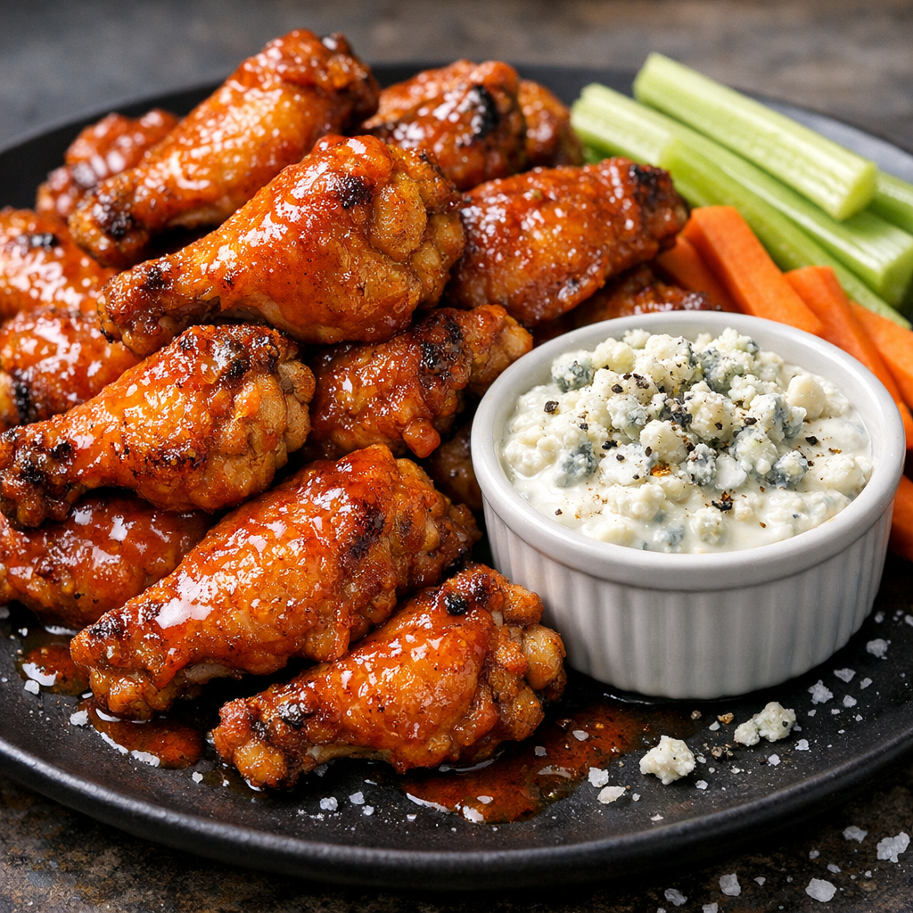 Buffalo Wings with Homemade Blue Cheese Dip