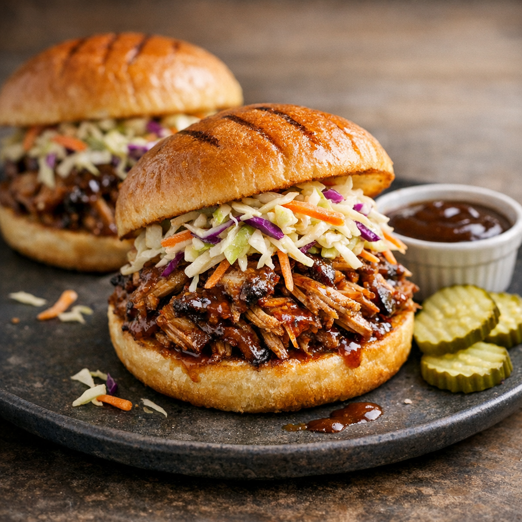 Pulled Pork Sandwiches with Tangy Slaw