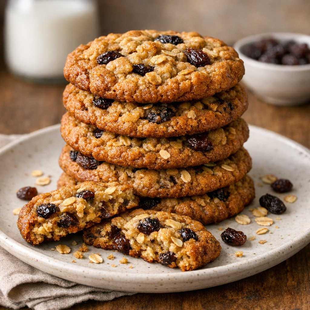 Oatmeal Raisin Cookies, Chewy and Spiced